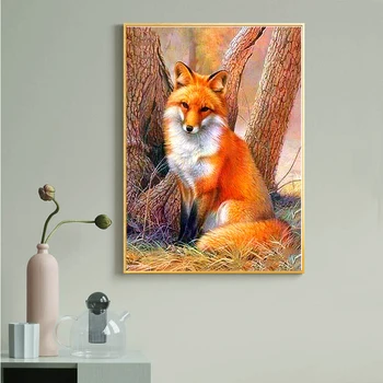 Diamond Maľovanie Výšivky Zvierat Fox 5D DIY Cross Stitch Súpravy Drahokamu Plné Námestie Vŕtať Mozaikové Umenie Domov Ríme Stenu Decor