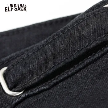 ELFSACK Black Pevné Vysoký Pás Umyté Bežné Chudá Ceruzka Džínsy Ženy,2021 Jar Čistý Minimalistický Dámy Základné Denne Nohavice