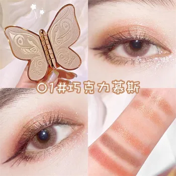 Eyeshadow Palety Kórejský Kozmetika Krása Motýľ Pearly Flitrami Matný Lesk Smokey Očné Tiene Vodeodolný Make-Up 6 Farieb