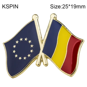 EÚ a Rumunsko Priateľstvo Vlajka Odznak Vlajka Brošňa Národnej Vlajky Klopě Pin Medzinárodného Cestovného Kolíky XY0073-4