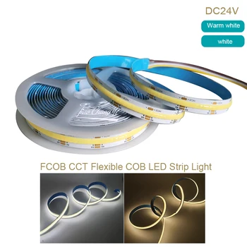 FCOB CCT LED Svetelné Pásy 640 Led Vysokou Hustotou Flexibilné FOB KLAS 10 mm Svetlá s Led diódami v Teplej Bielej s Bielou Lineárne Stmievateľné DC24V