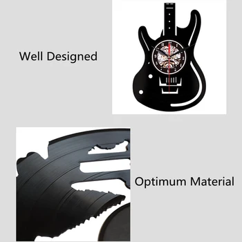 Gitara Wall Art Nástenné Hodiny Domáce Vnútorné Dekorácie Vinylových platní LED Nástenné Hodiny Milovník Hudby Gitarista Darček S/Bez LED
