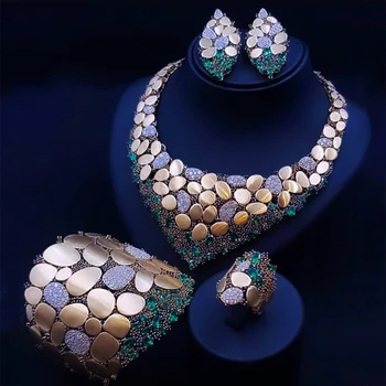 GODKI Slávnej Značky Bling Flitrami Luxusné Afrike Dubaj Šperky Sady Pre Ženy, Svadobné Party Zirkón Svadobné Svadobné Šperky Set Darček
