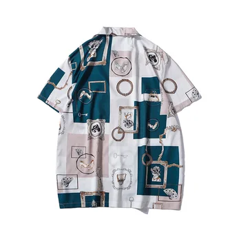 Havajská Kvet Tričko pánske Vintage Príležitostné Voľné Hong Kong Štýl Pláži Dovolenku Pár Krátke Rukávy Košele Camisas Para Hombre