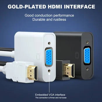HDMI VGA Kábel 1080P Digitálneho na Analógový Prevodník Video Kábel Audio Kábel pre TV box PS4 PC Notebook, Projektor, HDMI, VGA