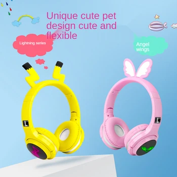 Hlava-montáž neckband slúchadlá cartoon bluetooth headset Pikachu detské hudobné slúchadlá vzdelávania bluetooth slúchadlá