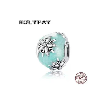 Holyfay Customed Reálne 925 Sterling Silver Perličiek Snowflake Prívesky Ľadové Kúzlo Sa Hodí Úplne Originálne Náramky, Prívesky Dieťa