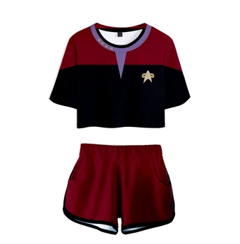 Horúca Hra sci-fi seriálu Star Trek: Krátke Výpravy cosplay 3D Dva Kusy sady Ženy Bežné T-shirt+šortky Šport nový Oblek