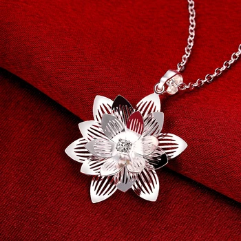 INALIS Klasické Krásne Lotus Tvar Náhrdelník Strieborná Farba Cubic Zirconia Náhrdelníky Pre Ženy Šperky Darček Nový Príchod Teplej Predaj