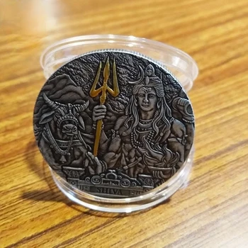 Indickej Mytológie Shiva Pamätné Mince Shiva Antické Mince Boh Reprodukcie a Ničenia Mince Zberu Mince Odznak