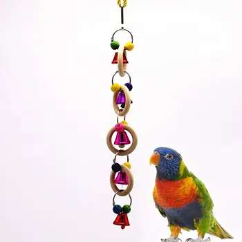 Interaktívne Pet Vták Žuvanie Skus Hračky Drevené Krúžky Prívesok s Zvony Papagáj Parakeet Zavesenie Klietky Príslušenstvo Vták Dodávky