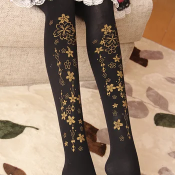 Japonský roztomilý princezná sladké lolita pančuchové nohavice horúce lisovanie tlač gothic lolita pantyhose kawaii dievča loli cos