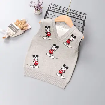 Jeseň Malých Chlapcov, Oblečenie, Pletené Sveter Vesta Cartoon Mickey Mouse Výšivky Jeseň Batoľa Dievčatá Oblečenie V Zime Teplé Topy