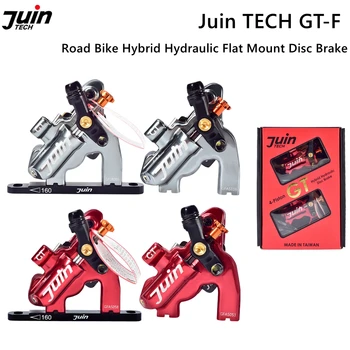 JUIN TECH GTF 4-Piestové Ploché Mount Hybrid Hydraulické Kotúčové Brzdy Cestnej Bike Disk Brzdový Strmeň Ultralight CNC Požičovňa Kotúčovou Brzdou Nastavenie