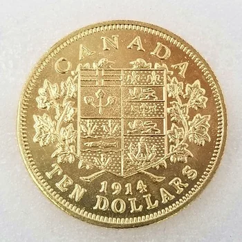 Kanada v roku 1914 DESAŤ DOLÁROV Zlaté Mince Pamätná Zberateľská Minca Darček