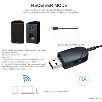 KN330 Bluetooth 5.0 Audio Vysielač-Prijímač TX/RX Mód Dvoch-in-One USB Počítača TV Adaptér Auto Duálny Výstup