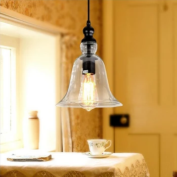 Kovové Biele Sklenené Závesné Svietidlo Bell Prívesok Svetlá Vintage E27 Žiarovka Svietidlo Suspendu Pre Jedáleň Domova Planetárium