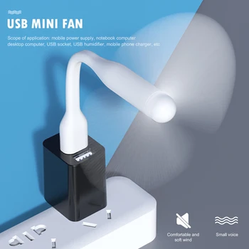 Kreatívne USB Ventilátor Flexibilné Ohybné Mini Ventilátor pre Power Bank Notebook PC AC Nabíjačka Počítač Prenosný Chladnejšie Letné Gadget