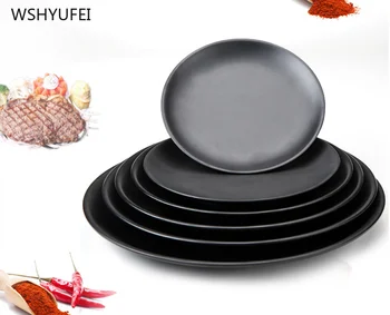 Kreatívne čierna imitácia porcelánu kostnej platničky nie je ľahké zlomiť kolo sushi ovocie, dezert hotel, reštaurácia, kuchyňa domov dodanie
