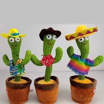 LED Elektrické Bábika Spev, Hudba, Tanec Shake rozsvieti Kaktus Tvar Plyšové Hračky Tanec Rastlín Vzdelávacie Hračka