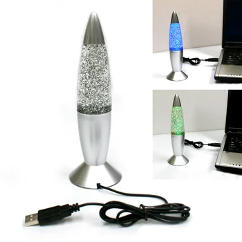 Led RGB Strany 3D Night Nočná Zmena Farby Rakety Tvar Domova Prenosné Lesk USB Nabíjateľné Lávové Lampy