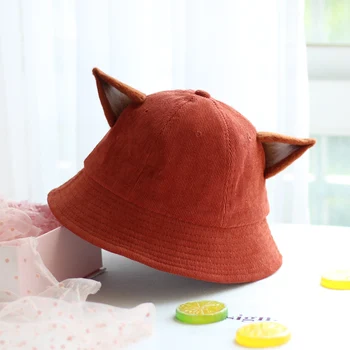 Letné Fox uši opaľovací krém Vedierko Hat jednoduchý rybár klobúk ženy Dievča módneho povodí klobúk slnko klobúk veľkoobchod