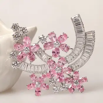 LUOTEEMI Módne Drobné AAA Cubic Zirconia Crystal Kvet Brošňa Kolíky Pre Ženy, Svadobné Biele Zlato-Farba Nevesta Šperky