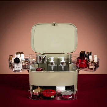 Luxusné Kozmetické Úložný Box s Led Svetlo Zrkadlo Ploche make-up Organizátor Prípade protiprachová Zásuvky Typ Organizér na Šperky