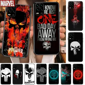 Marvel Punisher Lebky cartoon Telefón puzdro Pre Xiao Redmi Poznámka 10 9S 8 7 6 5 Pro T Y1 Anime Čierny Silikónový Kryt Späť Vopred