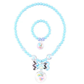 Nové detské šperky súbor Európskych a Amerických populárnych transparentné loptu prívesok akryl zemi perličiek náramok