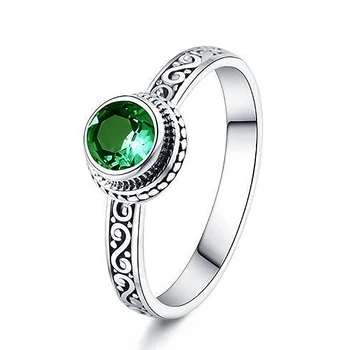 Nové s925 striebro emerald temperament kúzlo rez green crystal mrazivý vietor kolo otvorenie nastaviteľné žien krúžok