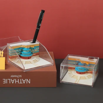 Omoshiroi Blok Farebné Série 3D Memo Pad Palác Model Diy Plavidlá Mini Je Vyslaný Plánovač Nálepky Zápisníky Dekorácie kancelárske potreby