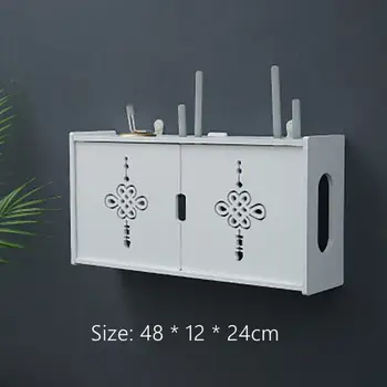 Prenosný Bezdrôtový Wifi Router Úložný Box PVC Panel Polica Stene Visí Plug Doska Držiak Kábla Skladovanie Organizátor Domova