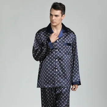 Pánske vytlačené hodváb pyžamo vyhovovali pyžamo pánske pyžamo moderný štýl hodváb pyžamo domov pánske Saténové mäkký a pohodlný spánok