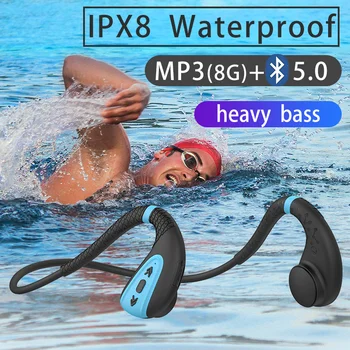 Q1 Kostné Vedenie Slúchadlá Outdoor Šport IPX8 Vodotesné Vstavané 8G Pamäť Hudobný Prehrávač MP3, Slúchadlá, Plávanie, Potápanie Headset