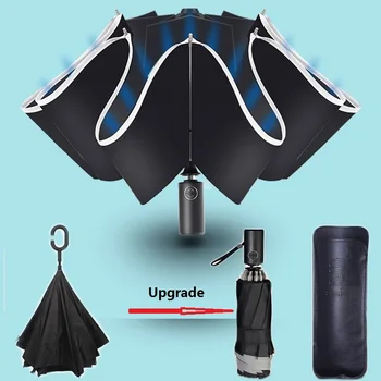 Reflexná Veľké Parapluie Inverzné Dáždnik Pre Auto Business Skladací Dáždnik Dážď Muži Ženy Automatického Chodu Dáždniky Silné