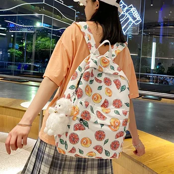 Roztomilý ovocie vzor žien batoh Módne dospievajúce dievča študent nylon školské tašky Kawaii dievča cestovný batoh žena nový štýl