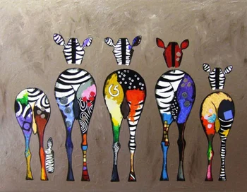 Ručne Vyrobené Farba Vysokej Kvality Plátno Krásne Päť Farebných Zebra Veľký Zadok Maľovanie Podľa Čísel Prekvapenie Darček