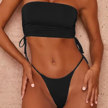 Sexy Ramienok Obväz Bikini 2020 Ženy, Dva Ks Push Up Plavky Bikiny Nastaviť Kravatu Tye Micro Biquini Plavky Remeň Kombinézu