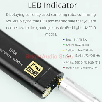 Shanling UA2 Prenosné USB DAC Kábel AMP Zosilňovač Zvuku Typu C až 2,5/3,5 mm Výstup Kompatibilné iOS Android PCM768 DSD512