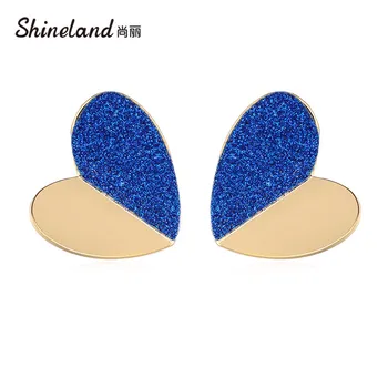 Shineland Módne Ženy, Srdce Tvar Elegantné Kovové Stud Náušnice Vyhlásenie Žena Brincos Svadobné Šperky Darček Veľkoobchod 2021