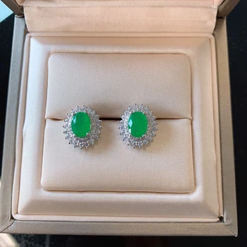 Shipei Vintage 925 Sterling Silver Elipsovitý Rez Emerald Vytvorené Moissanite Krúžky/Náušnice/Prívesok/Náhrdelník Svadobné Šperky Sady 3ks
