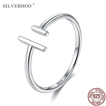 SILVERHOO Autentické S925 Mincový Striebro Krúžok pre Ženy Minimalistický Otvorte Nastaviteľné Ženské Kruhy Výročie Jemné Šperky Nové