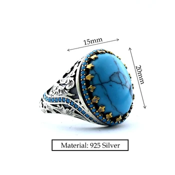 Skutočné 925 Sterling Silver Prírodného Kameňa Krúžok Pre Mužov Zirkón Onyx Aqeq Kamene, Šperky, Módne Retro Darček Príslušenstva Všetky Veľkosti