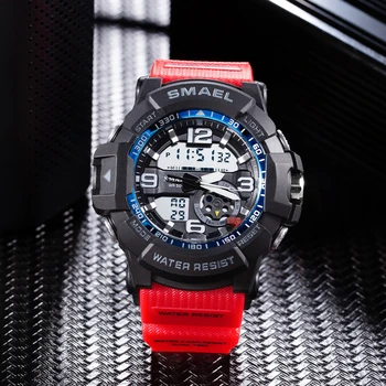 SMAEL Hodinky Pre Mužov, Vodotesné 50M luxusné Značky Dual Time Zone pánske digitálne náramkové hodinky Elektronické hodiny 8036