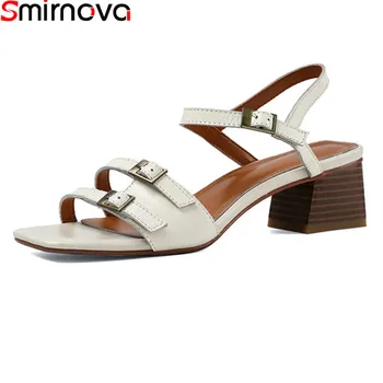 Smirnova 2021 Veľká Veľkosť 34-42 Ženy Sandále Originálne Kožené Módne Sandále Lete Jednoduchá Pracka 3 Farby Strany Topánky