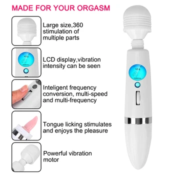 Stimulátor klitorisu Masér Veľké Čarovná Palička Vibrátor G-spot LCD Displej Sexuálne Hračky Pre Žien Mačička Olizovanie 9 Režimov 9 Rýchlosť