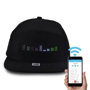 Unisex LED Displej Spp Smartphone Aplikácie Ovládané Žiara DIY Upraviť Text Klobúk šiltovku Ulici Snapback Spp