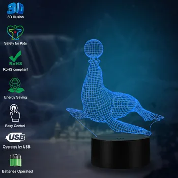VCity Tesnenie 3D Zvierat Nočné Svetlo 7 Farieb Zmena Ilúzie Lamparas Domov Spálňa Stôl Vedľa Moderný Dekor Darčeky Pre Deti