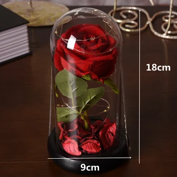 Večný kvetinové Ozdoby na Deň matiek Darčeky Domova Svadobné Večný Galaxy Rose S Svetlá V Dome